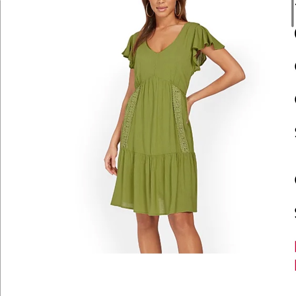 NY&Co LACE-ACCENT FLUTTER-DRESS
